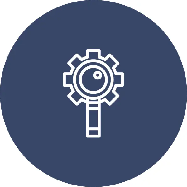 Gear and magnifying glass design