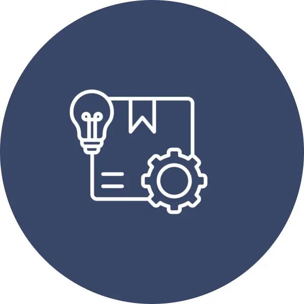 Creative process symbol inside blue circle