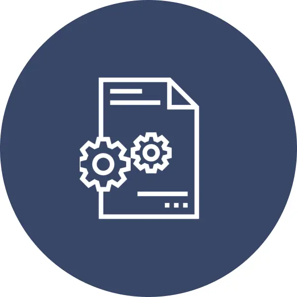 Paper and cogwheels symbol