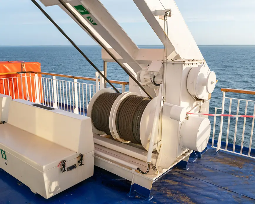 Ship deck with winch system
