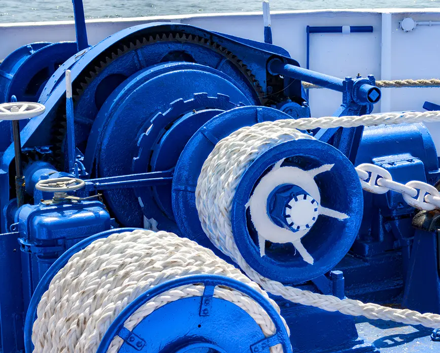 Marine equipment with thick rope